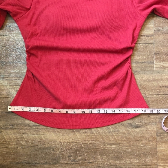 ChicMe Red Ribbed Fitted Top with Long Sleeves Built-bra Women's XL - Picture 12 of 16